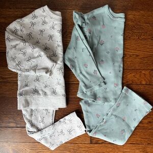 Carter's Sage Green Floral & Light Gray Bow Two-Piece Sets - Toddler Girl 4T